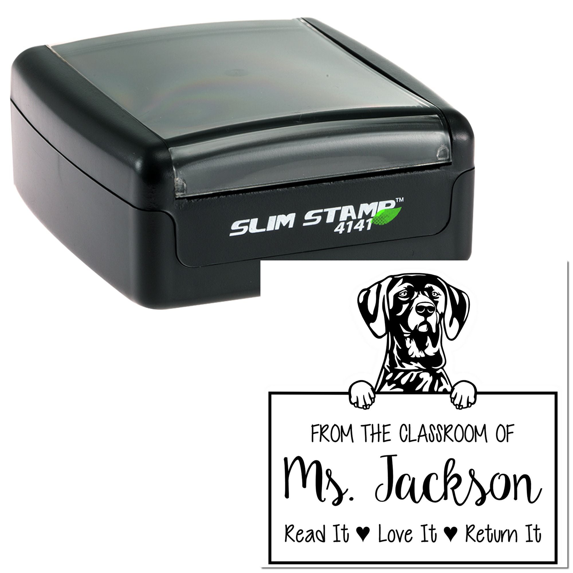 Personalizable Teacher Appreciation Stamp with German Shorthaired Pointer Dog - Engineer Seal Stamps