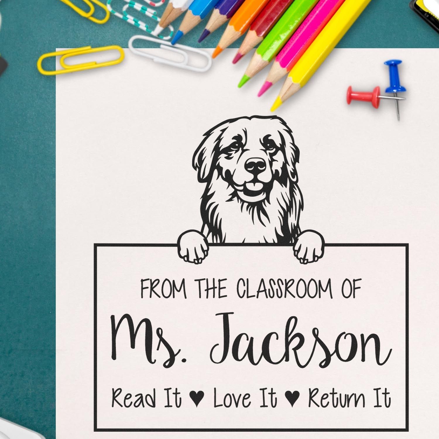 Golden Retriever Custom Read It Love It Return It Customizable Stamp - Engineer Seal Stamps