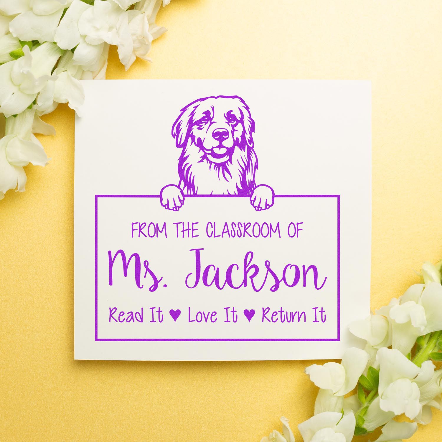 Personalizable For Educational Use Stamp with Golden Retriever Dog - Engineer Seal Stamps