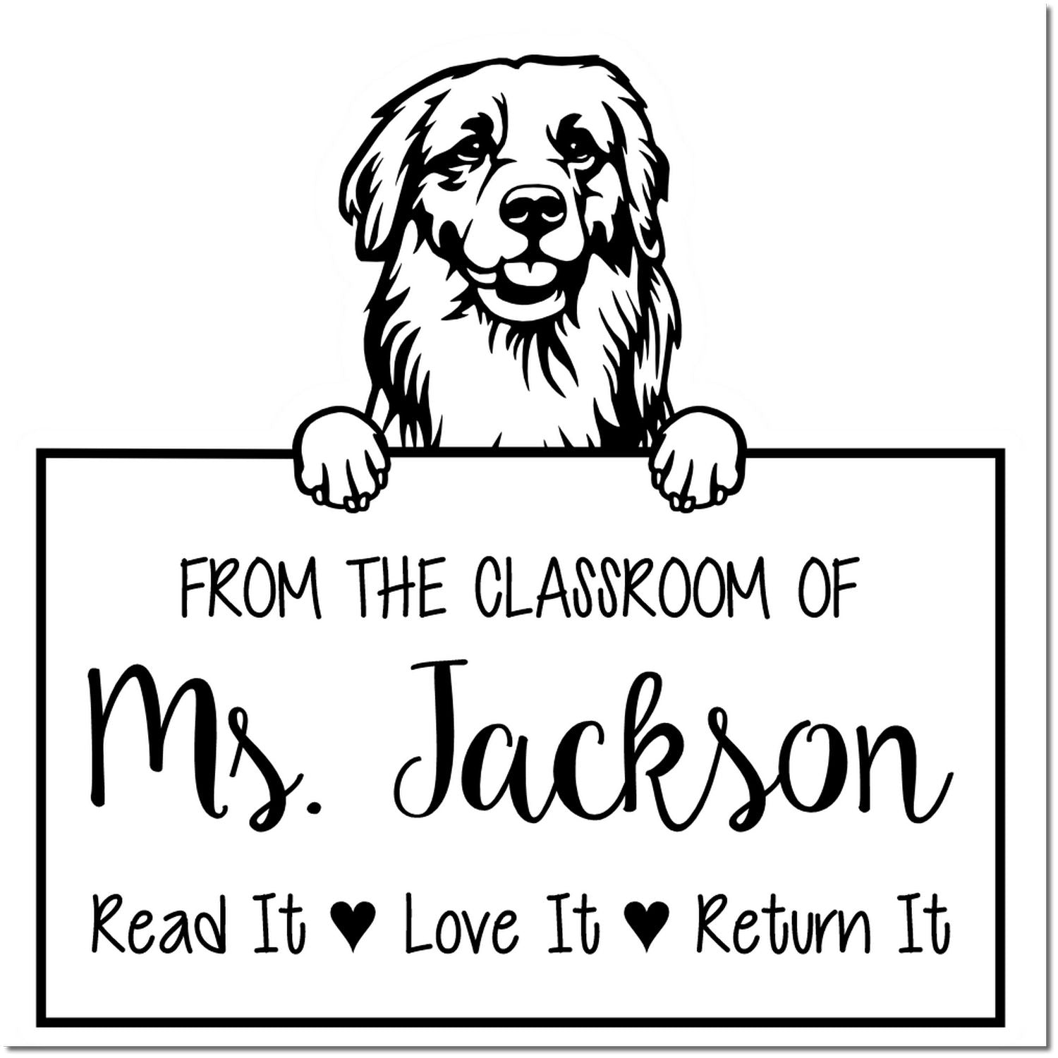 Golden Retriever Custom Read It Love It Return It Customizable Stamp - Engineer Seal Stamps