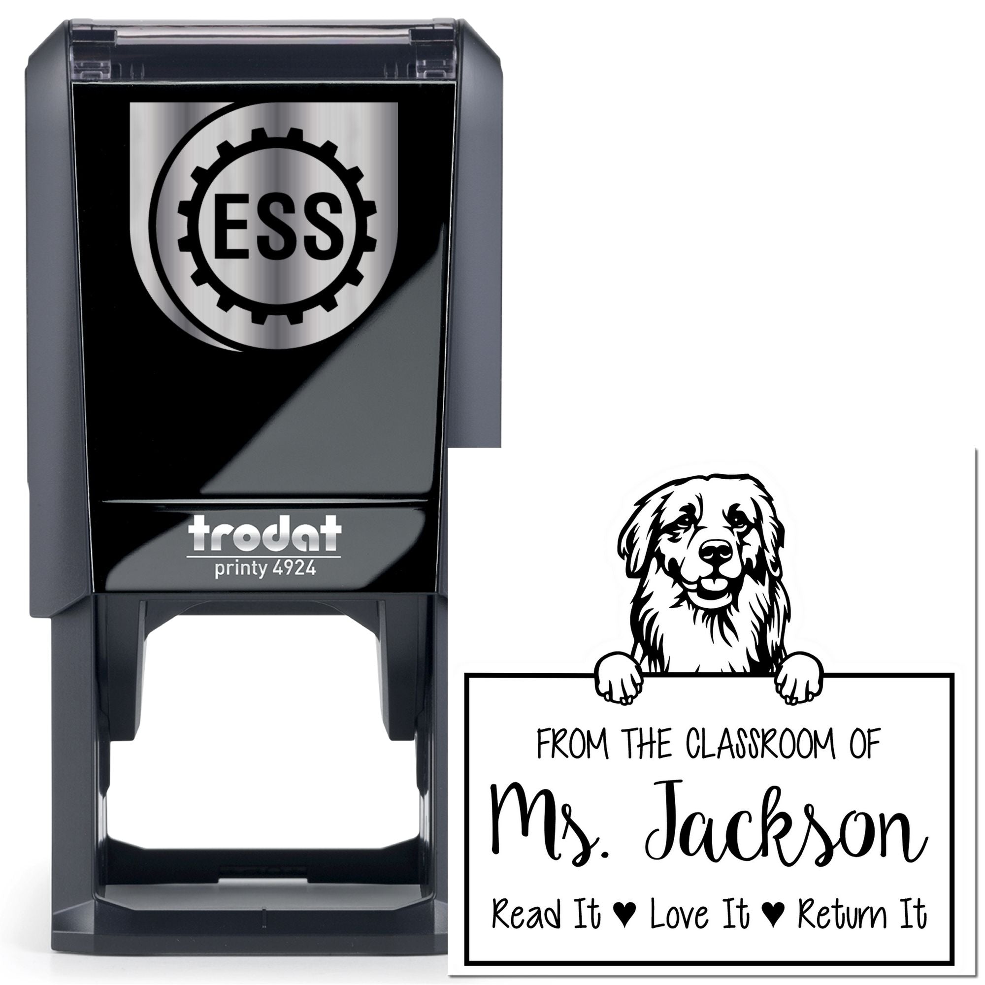 Golden Retriever Customizable Read It Love It Return It For Students Stamp Self-Inking - Engineer Seal Stamps