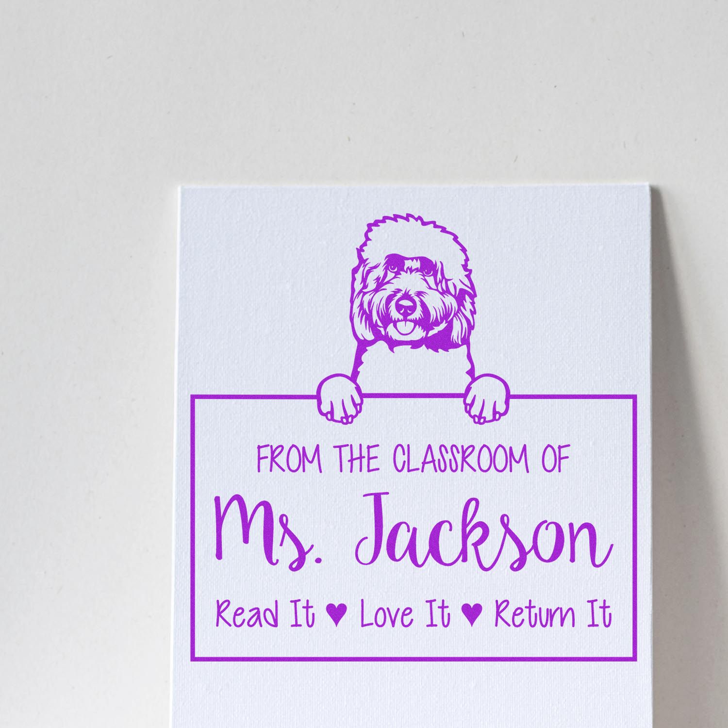 Goldendoodle Customizable Read It Love It Return It For Schools Stamp Self-Inking - Engineer Seal Stamps