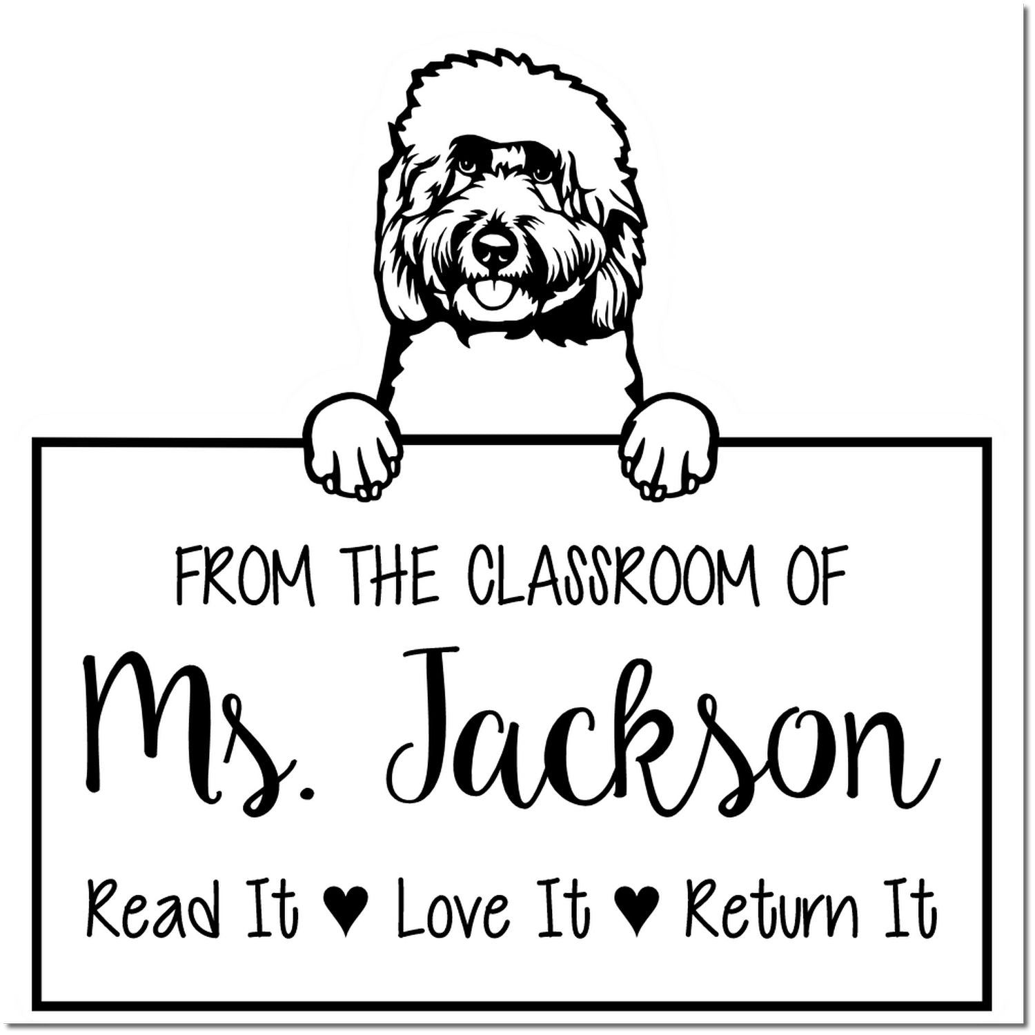 Goldendoodle Customizable Read It Love It Return It For Schools Stamp Self-Inking - Engineer Seal Stamps