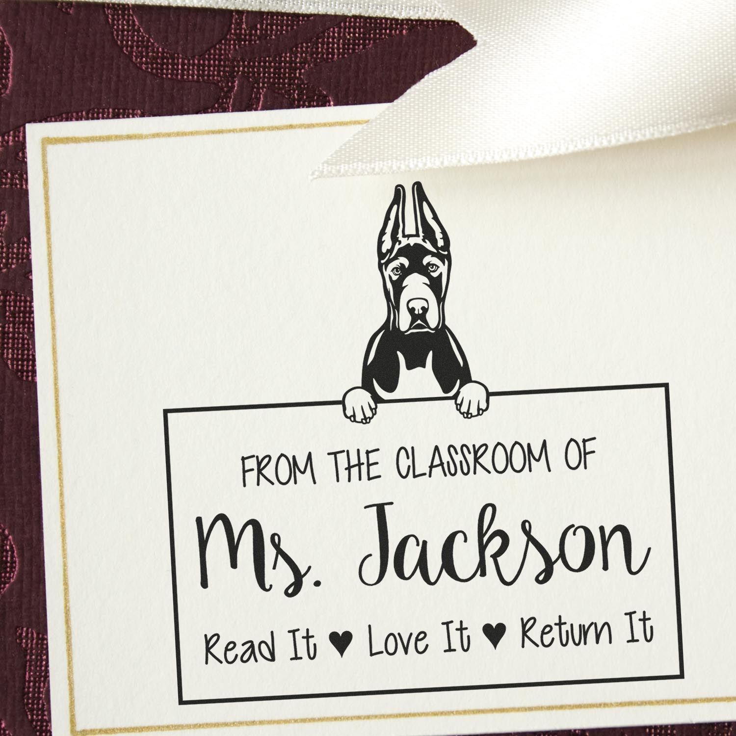 Great Dane Cropped Ears Custom Read It Love It Return It For Book Clubs Stamp - Engineer Seal Stamps