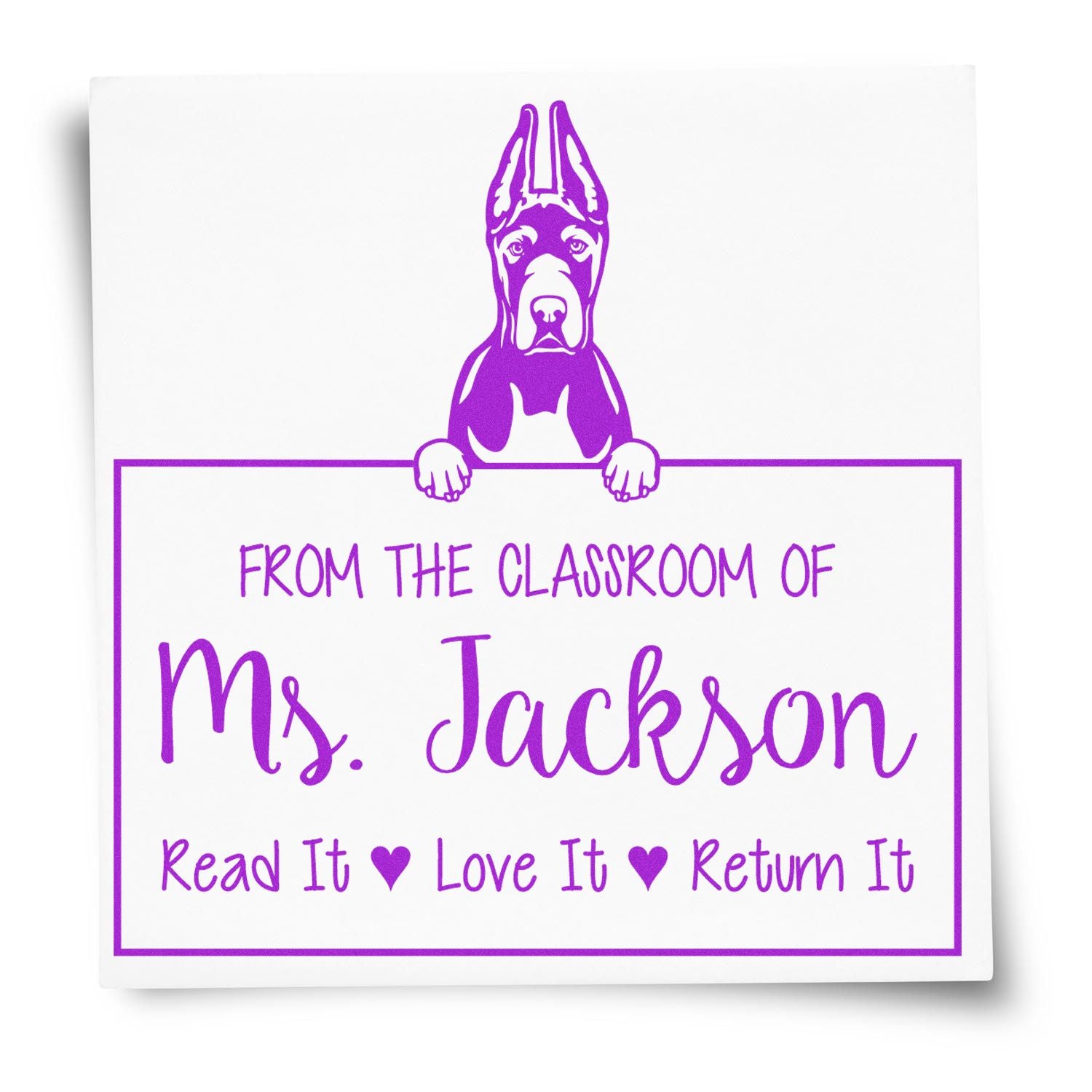 Great Dane Cropped Ears Custom Read It Love It Return It For Book Clubs Stamp - Engineer Seal Stamps