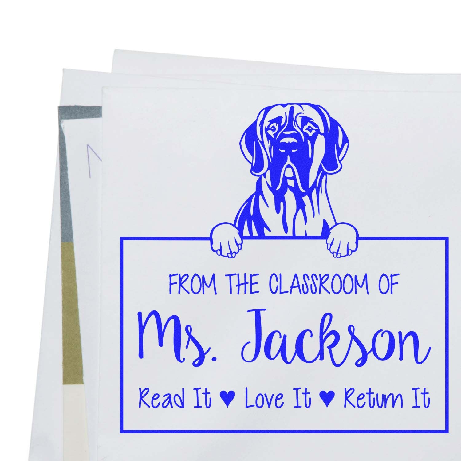 Great Dane Dog Personalized Personal Lending Library Stamp - Engineer Seal Stamps
