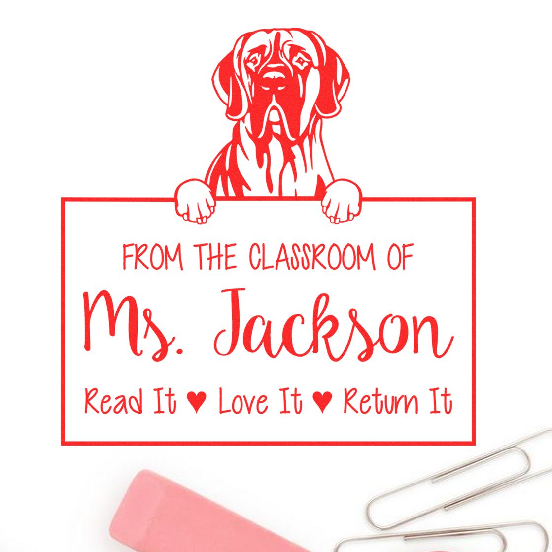 Personalizable Book Identity Stamp with Great Dane Dog - Engineer Seal Stamps