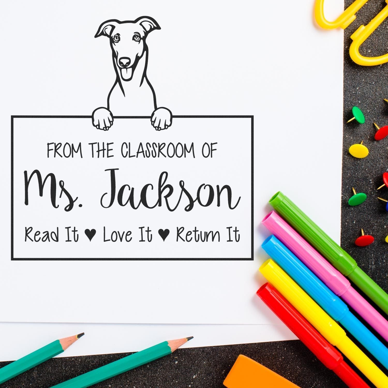 Greyhound Dog Personalized Borrow And Love Stamp - Engineer Seal Stamps