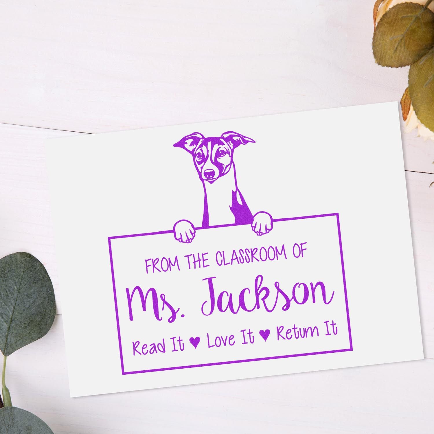 Italian Greyhound Dog Personalized Love Your Library Stamp - Engineer Seal Stamps