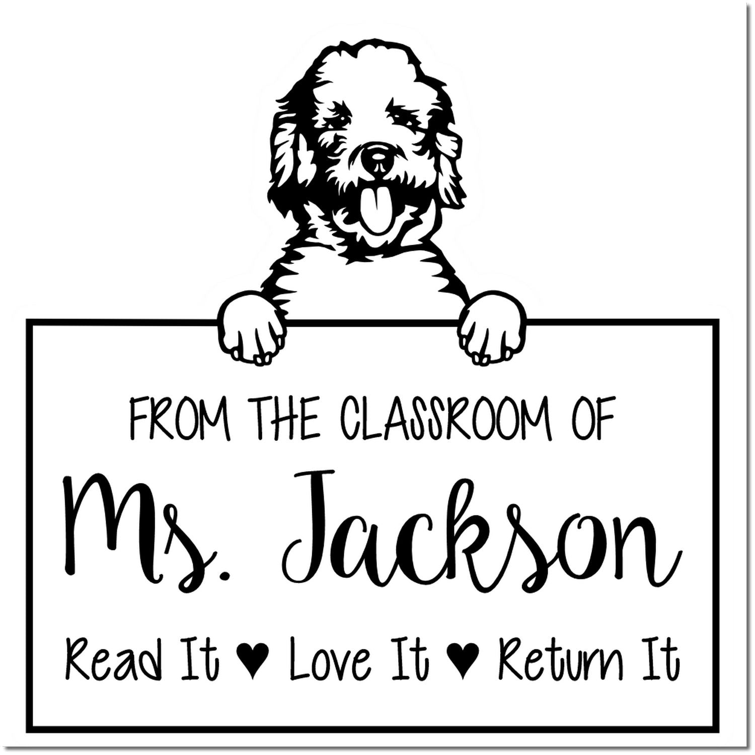 Labradoodle Customizable Read It Love It Return It Stamp Self-Inking - Engineer Seal Stamps