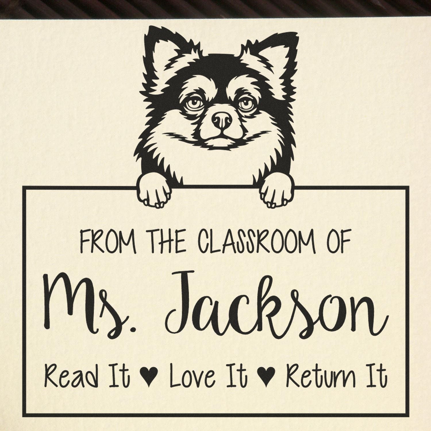 Long Haired Chihuahua Custom Read It Love It Return It For Classroom Stamp - Engineer Seal Stamps