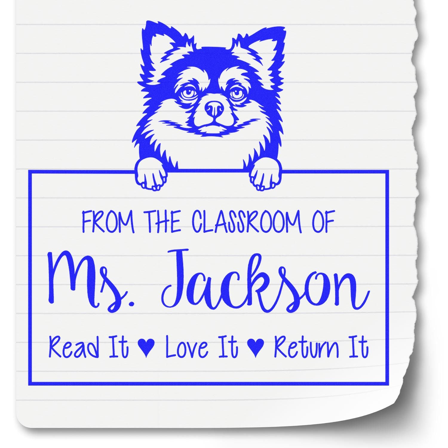 Long Haired Chihuahua Dog Personalized Book Organization Tools Stamp - Engineer Seal Stamps