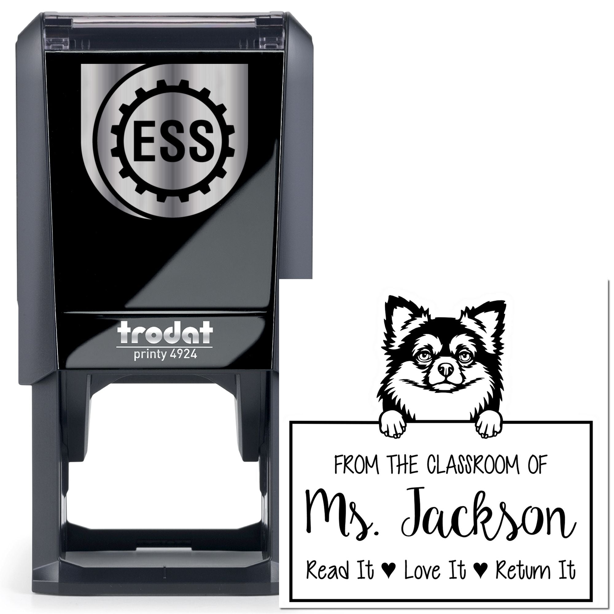Long Haired Chihuahua Customizable Read It Love It Return It Teacher Stamp Self-Inking - Engineer Seal Stamps
