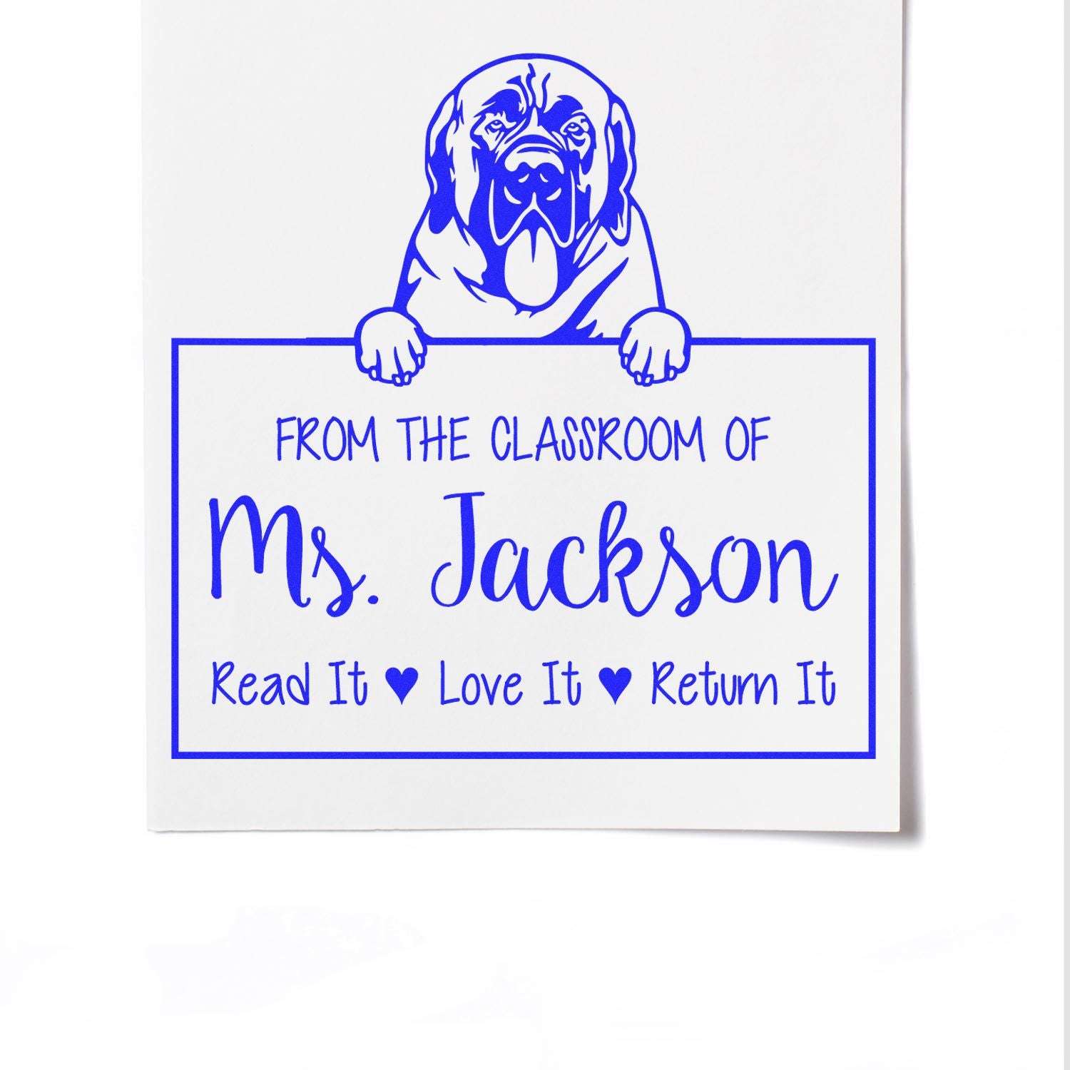 Personalizable Ownership For Books Stamp with Mastiffs Dog - Engineer Seal Stamps