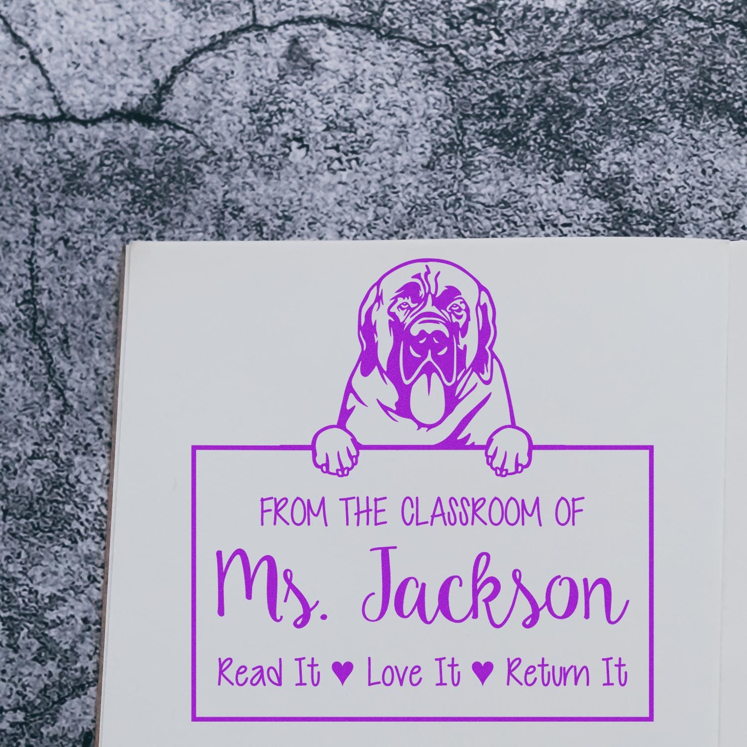 Personalizable Ownership For Books Stamp with Mastiffs Dog - Engineer Seal Stamps