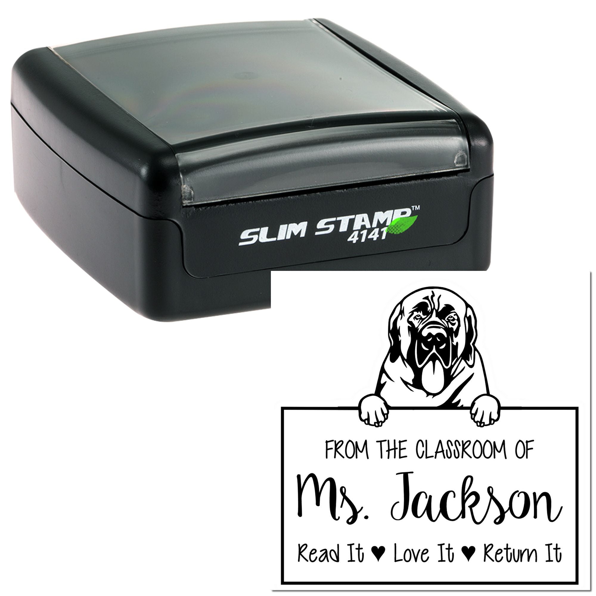 Personalizable Ownership For Books Stamp with Mastiffs Dog - Engineer Seal Stamps
