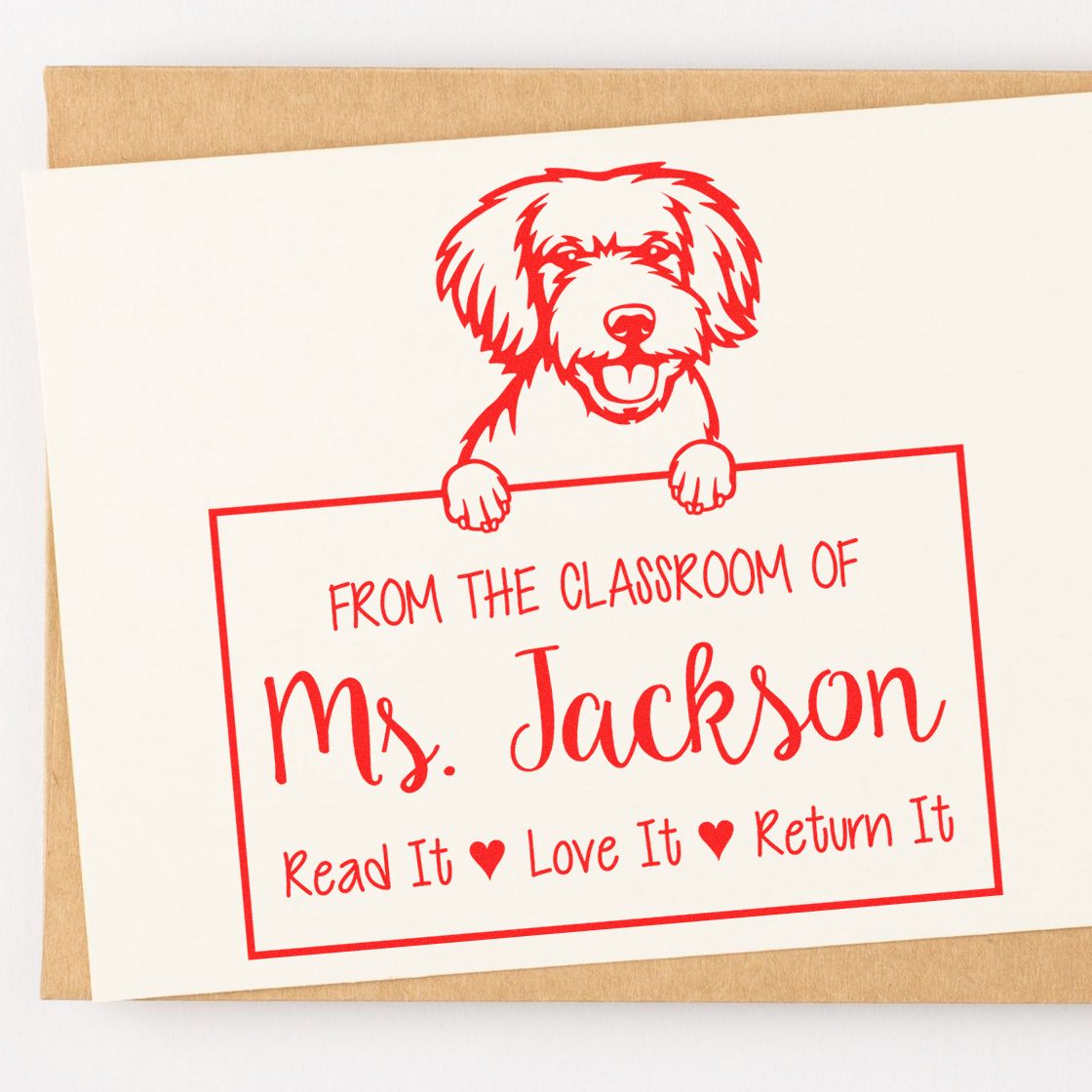 Miniature Golden Doodle Dog Personalized Love Books, Return Books Stamp - Engineer Seal Stamps