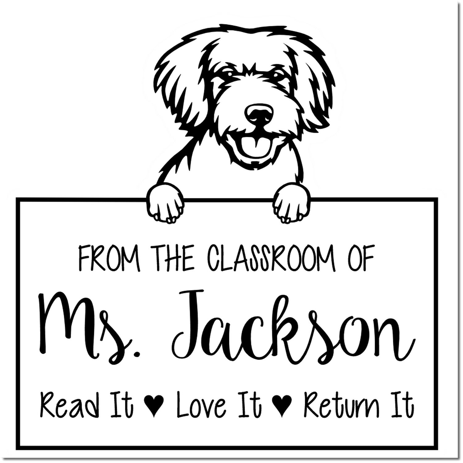 Miniature Golden Doodle Custom Read It Love It Return It For Teachers Stamp - Engineer Seal Stamps