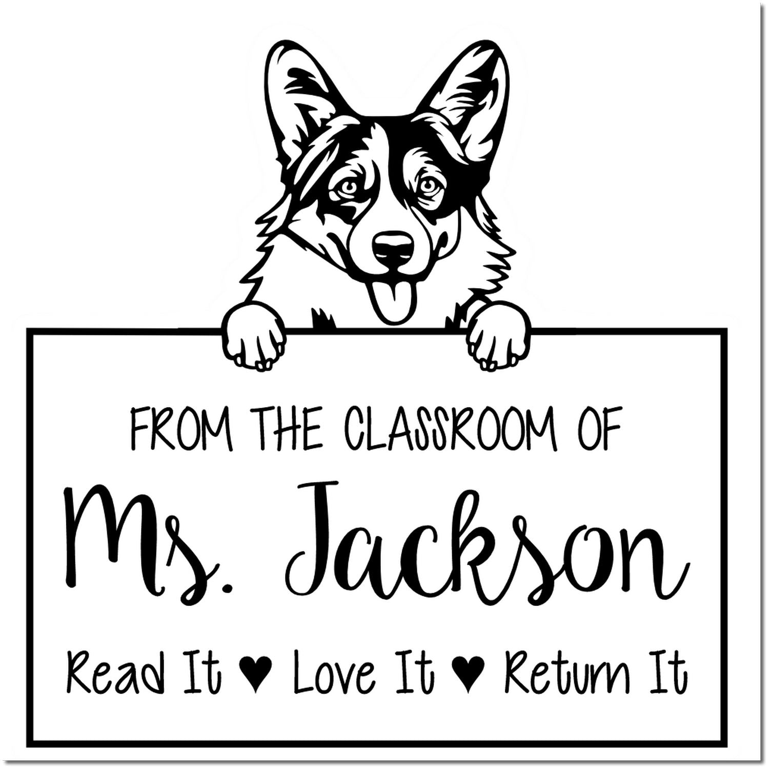 Pembroke Welsh Corgis Customized Book Borrowing Stamp Self-Inking - Engineer Seal Stamps