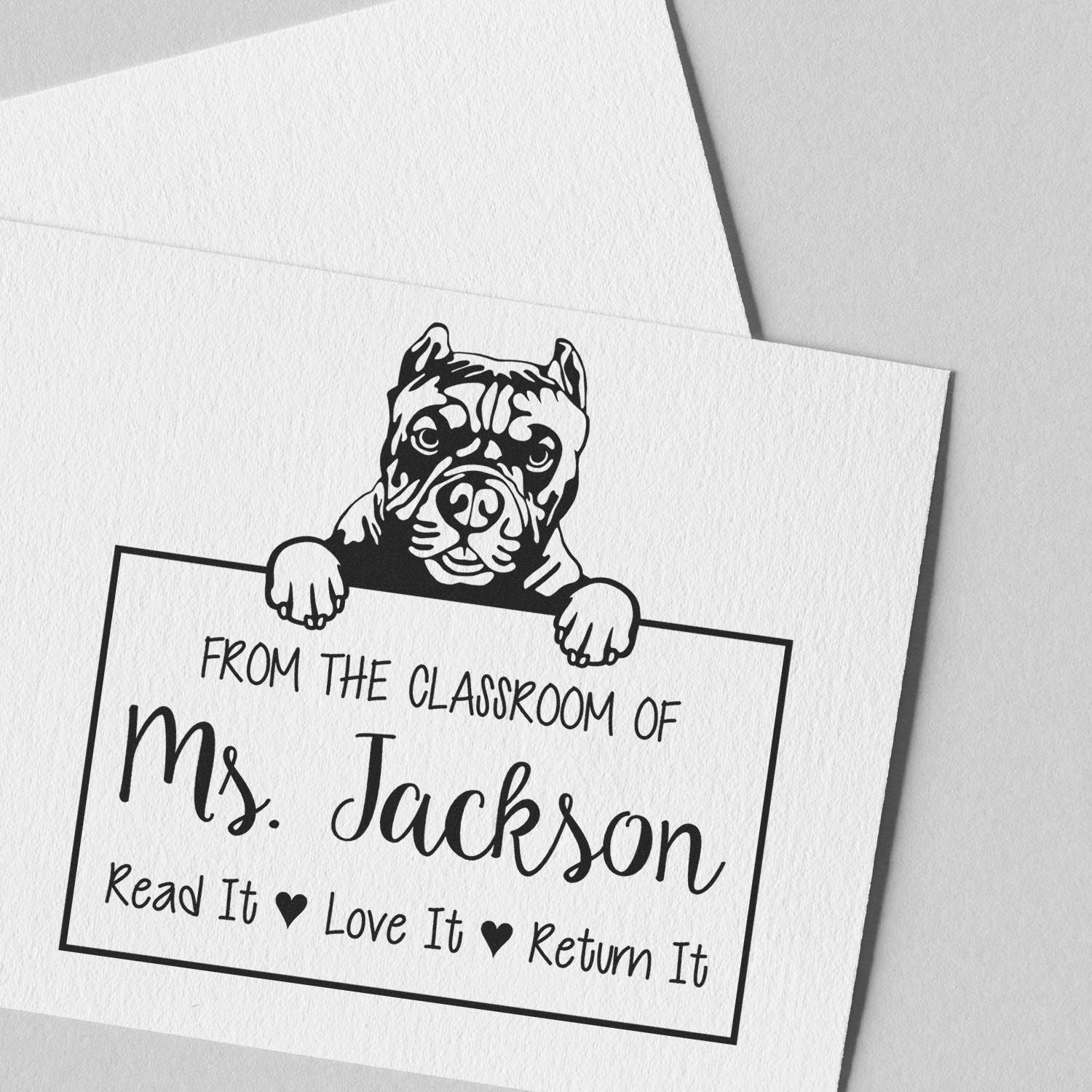 Pitbull Dog Personalizable Book Stamp - Engineer Seal Stamps