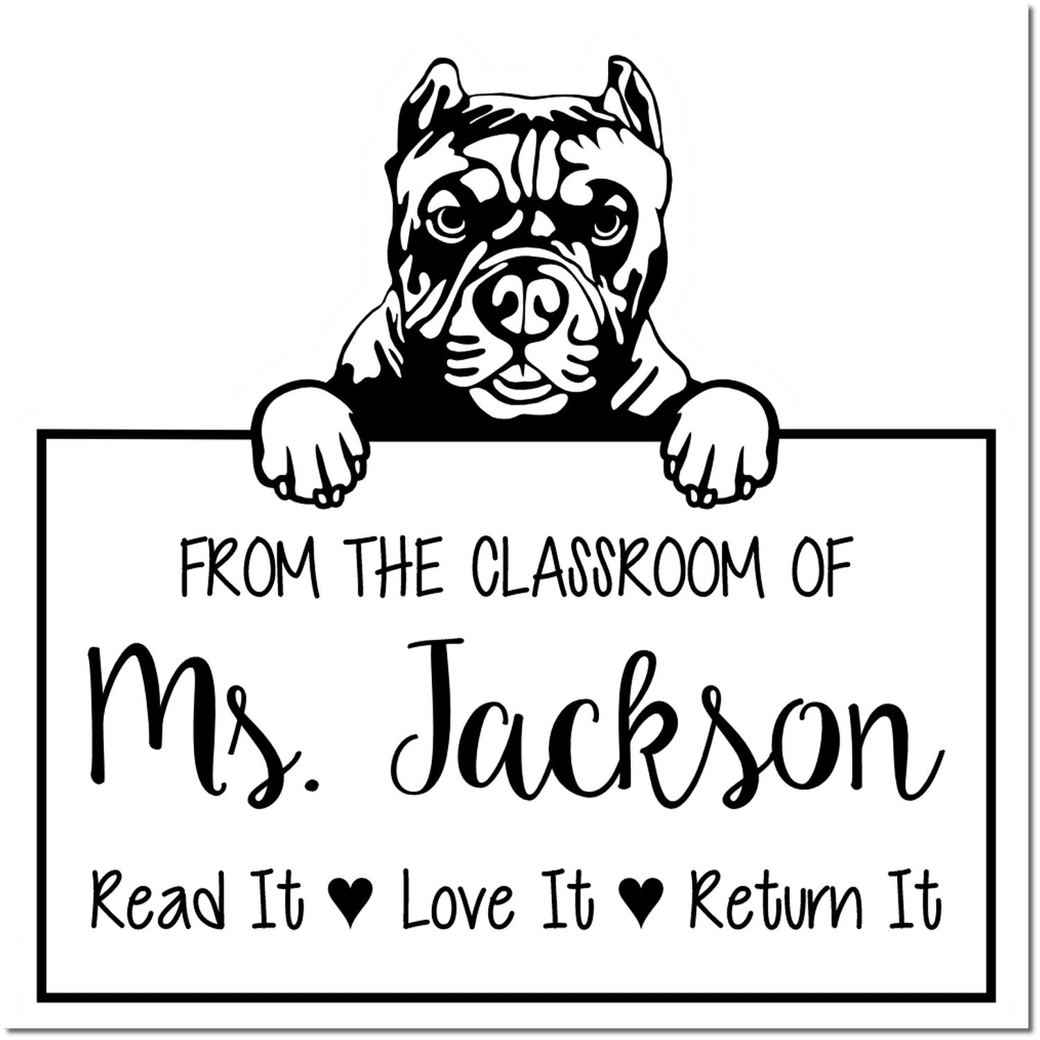 Pitbull Custom Read It Love It Return It Rubber Stamp - Engineer Seal Stamps