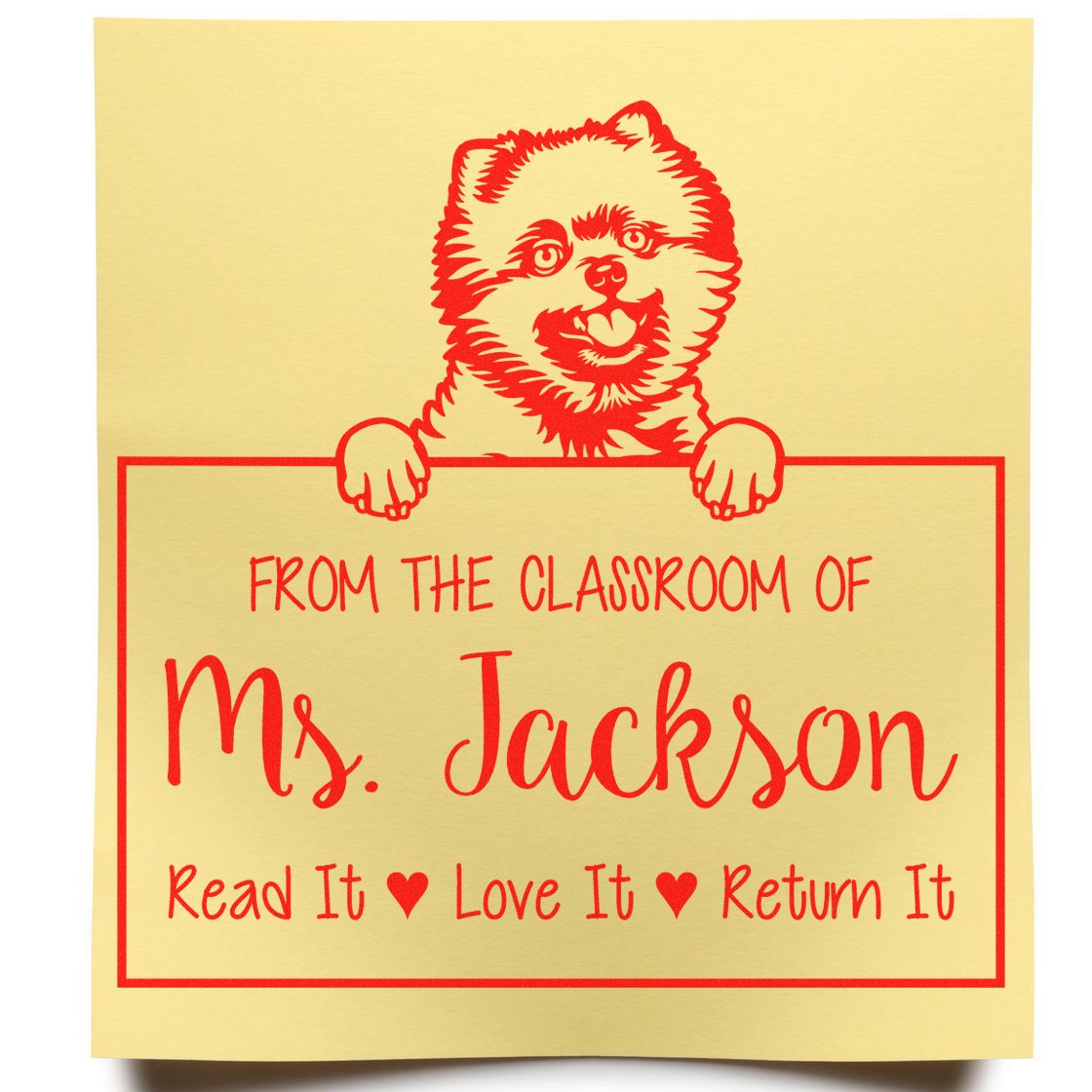 Personalizable Name For Library Books Stamp with Pomeranians Dog - Engineer Seal Stamps