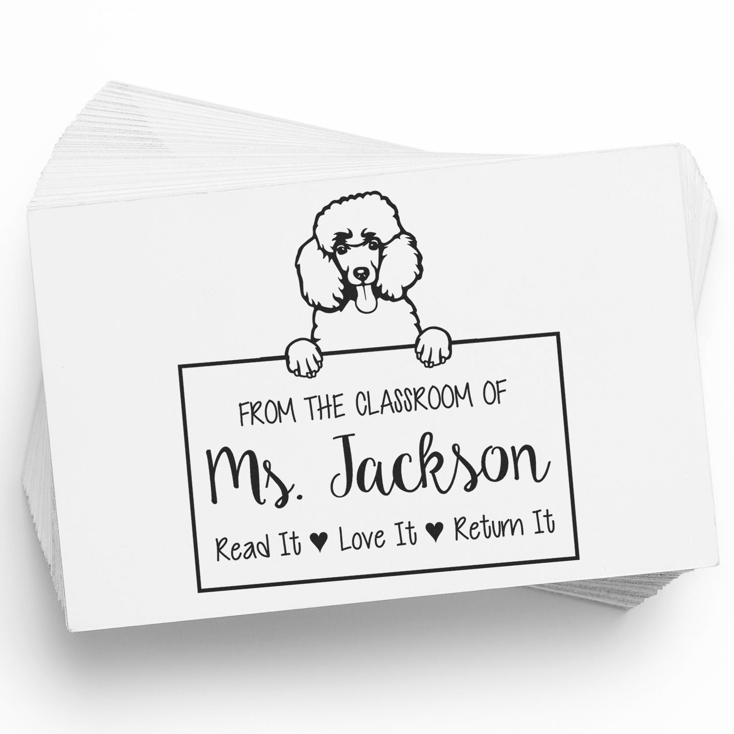 Poodle Dog Personalizable Teacher's Library Stamp - Engineer Seal Stamps
