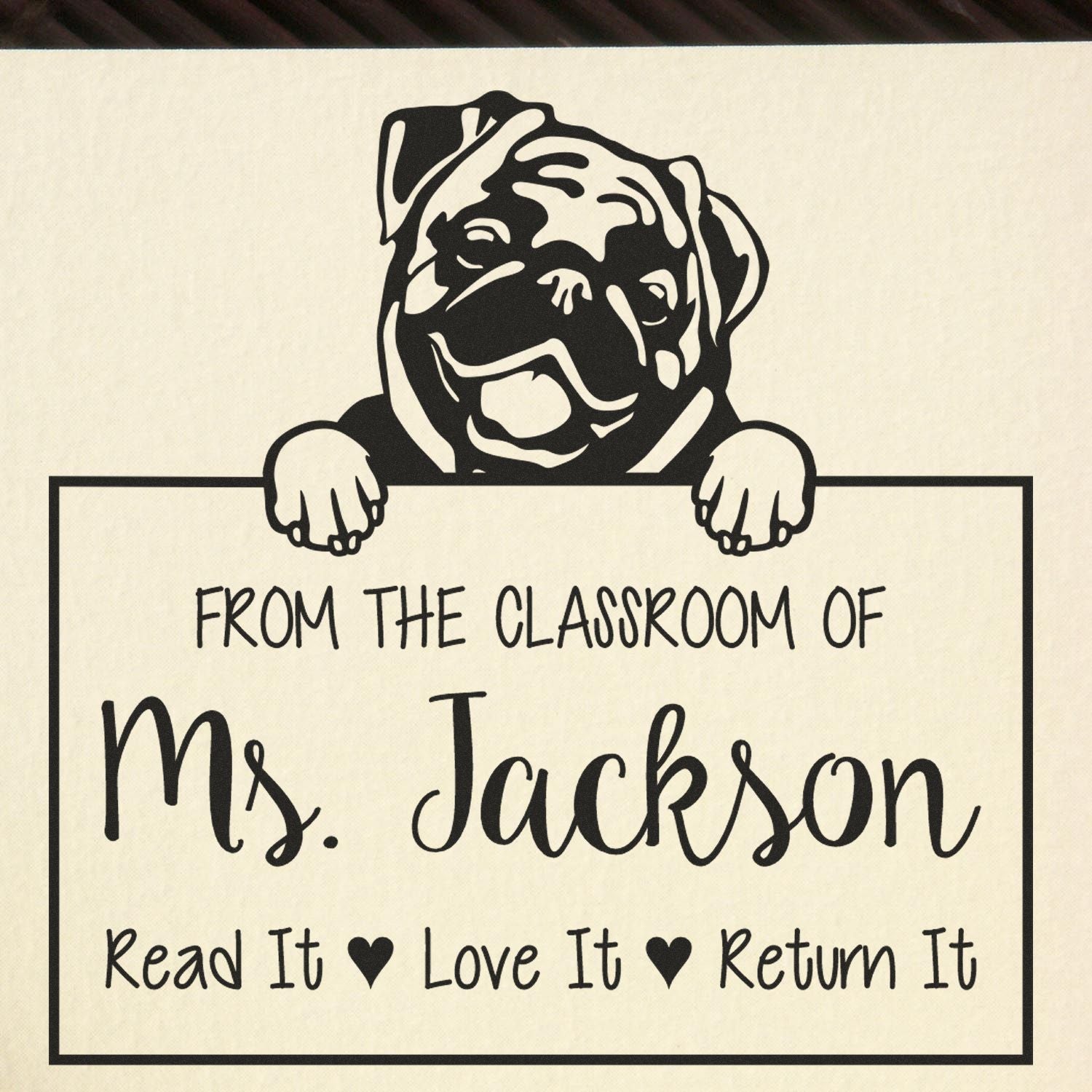 Cute Pug Customized Book Lover Stamp Self-Inking - Engineer Seal Stamps