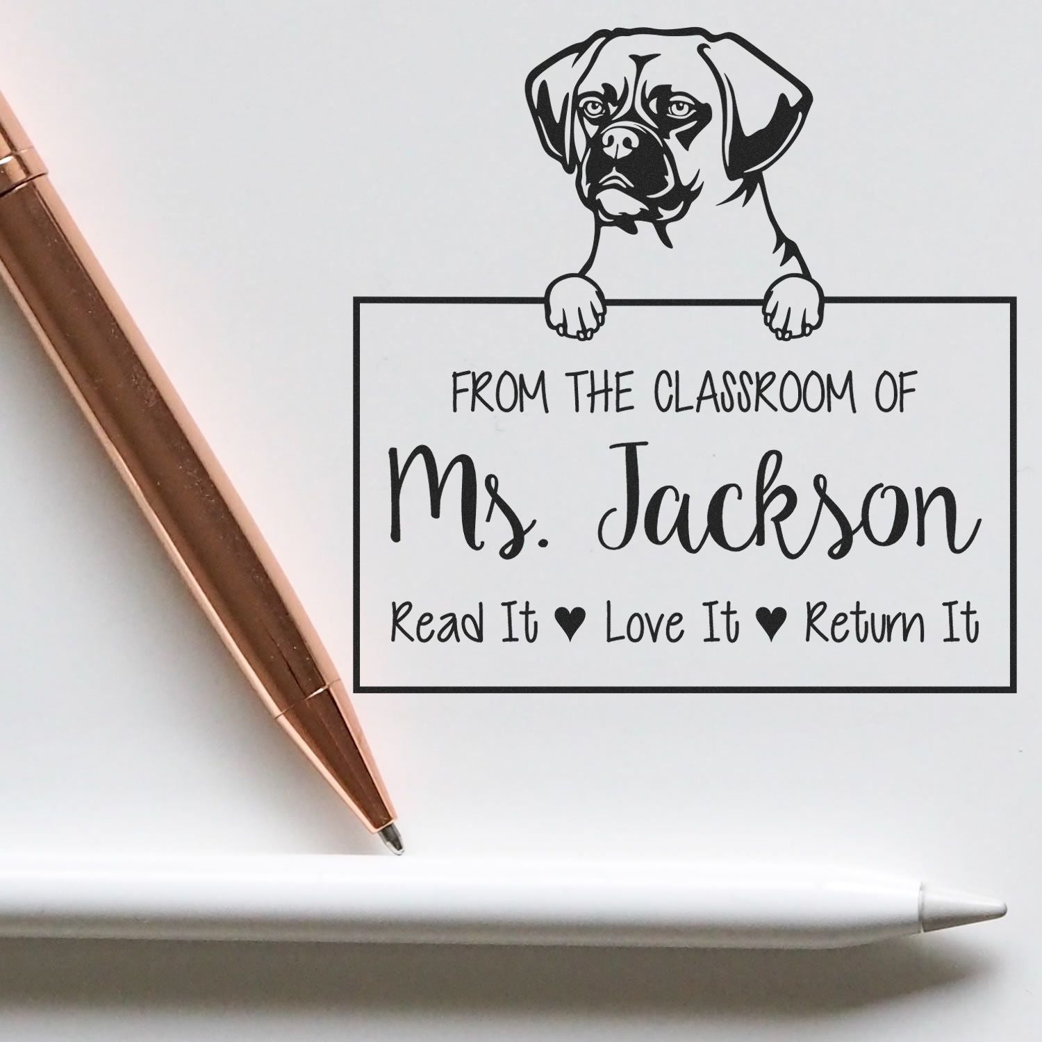 Cute Puggle Customized Book Name Stamp Self-Inking - Engineer Seal Stamps