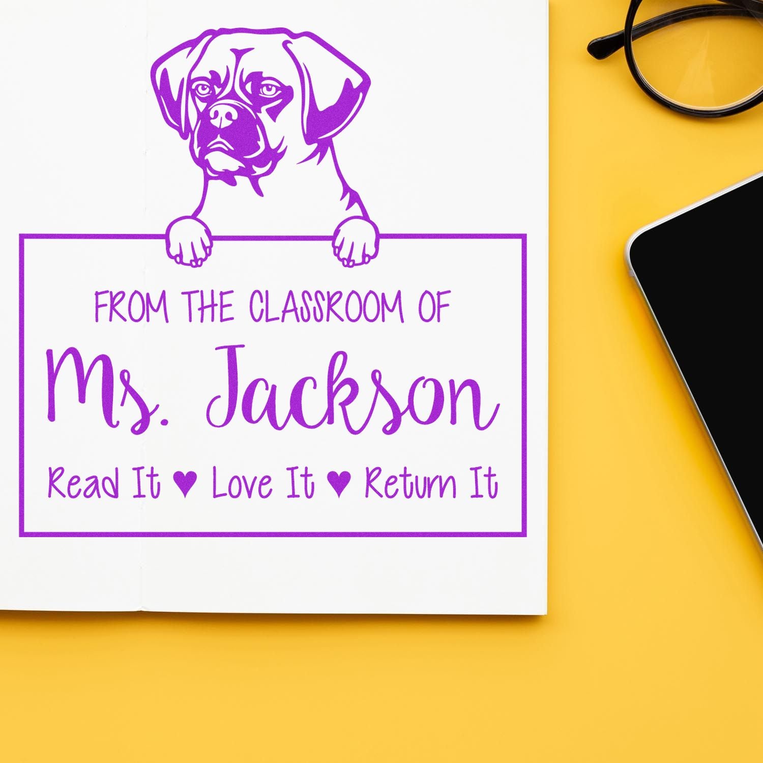 Cute Puggle Customized Book Name Stamp Self-Inking - Engineer Seal Stamps