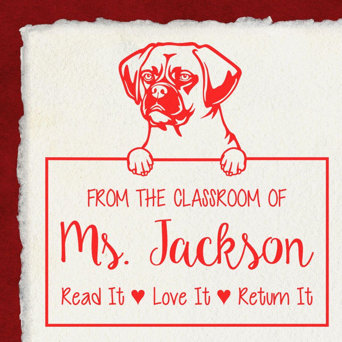 Puggle Dog Personalizable Book Sharing Stamp - Engineer Seal Stamps