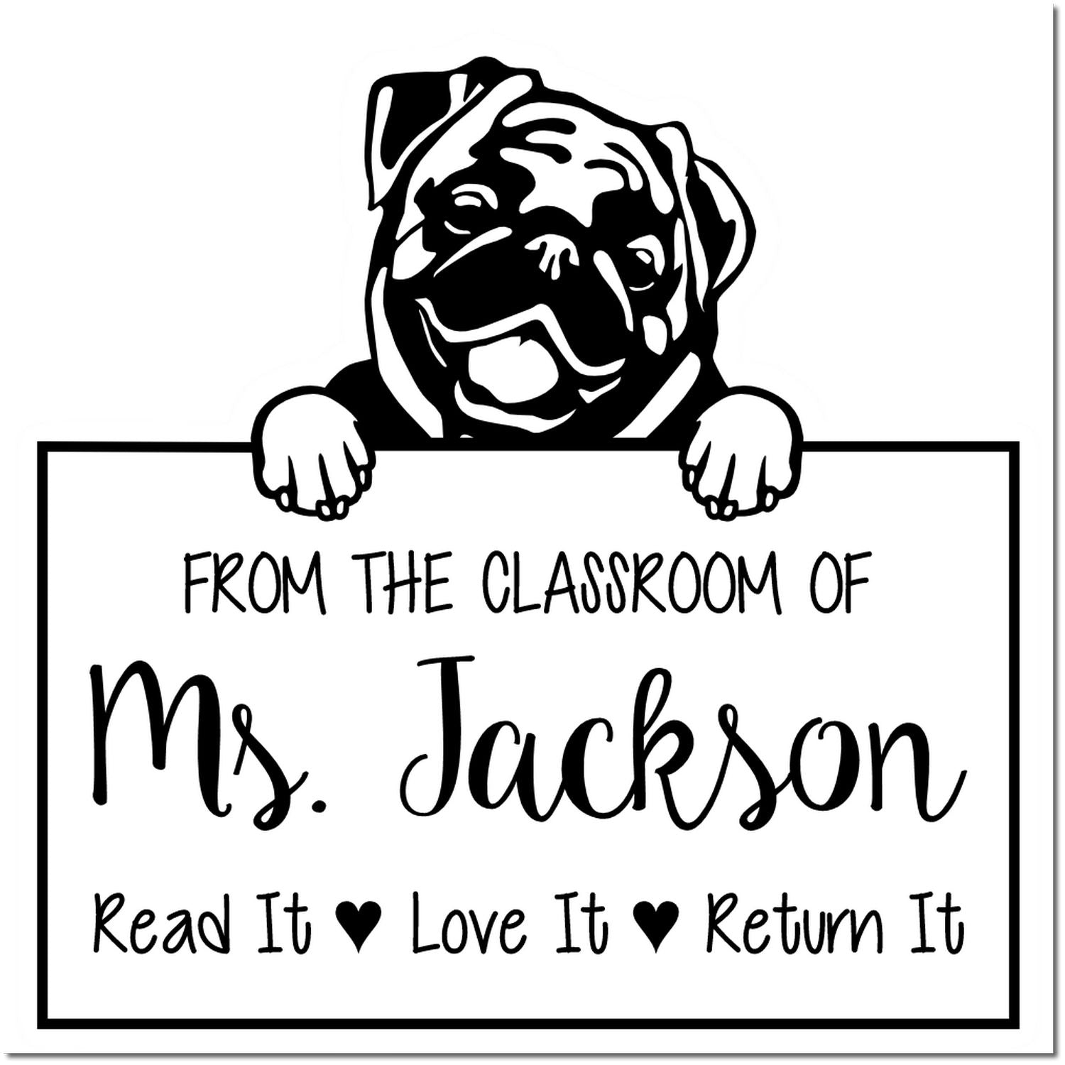 Cute Pug Customized Book Lover Stamp Self-Inking - Engineer Seal Stamps