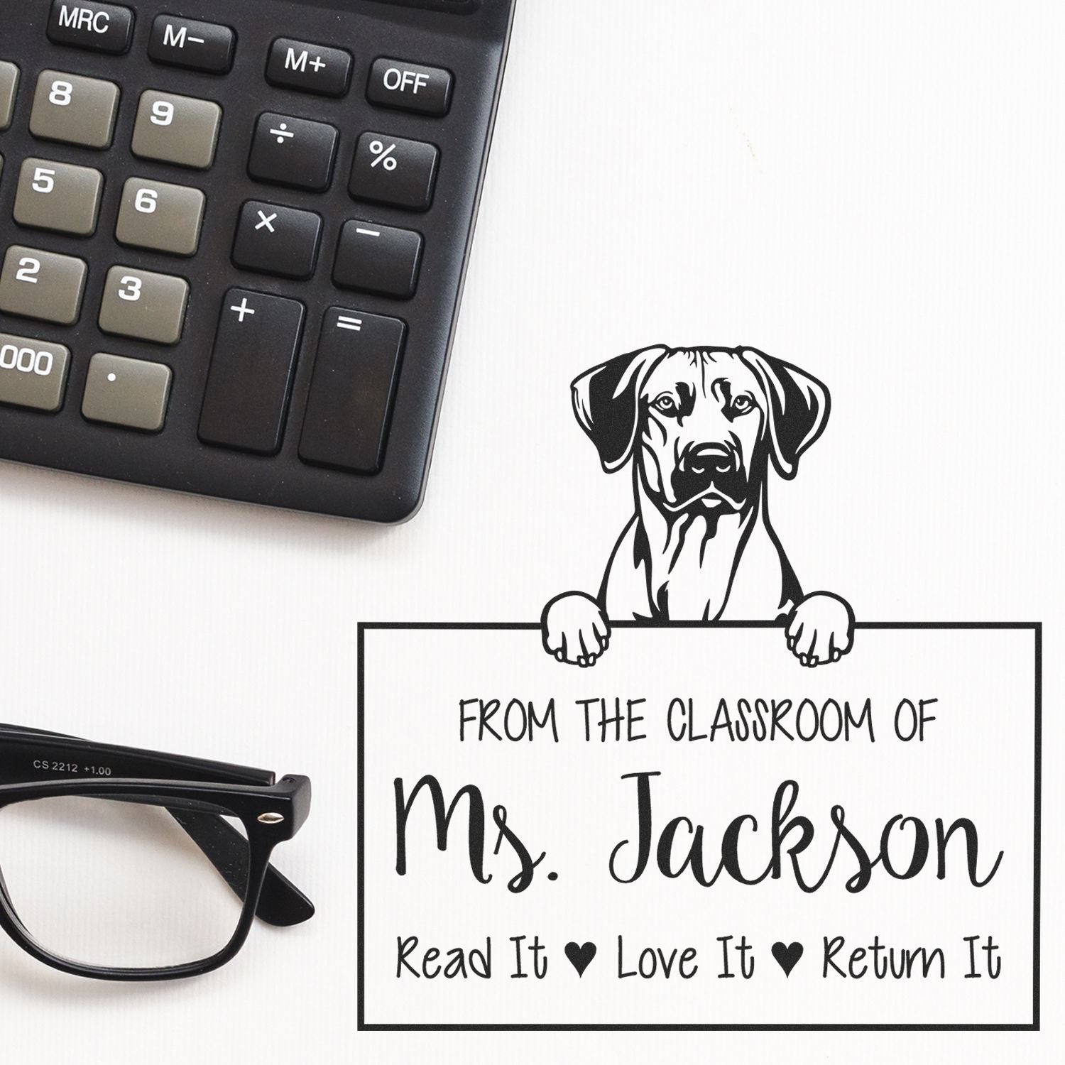 Rhodesian Ridgeback Dog Personalizable Library Ownership Stamp - Engineer Seal Stamps