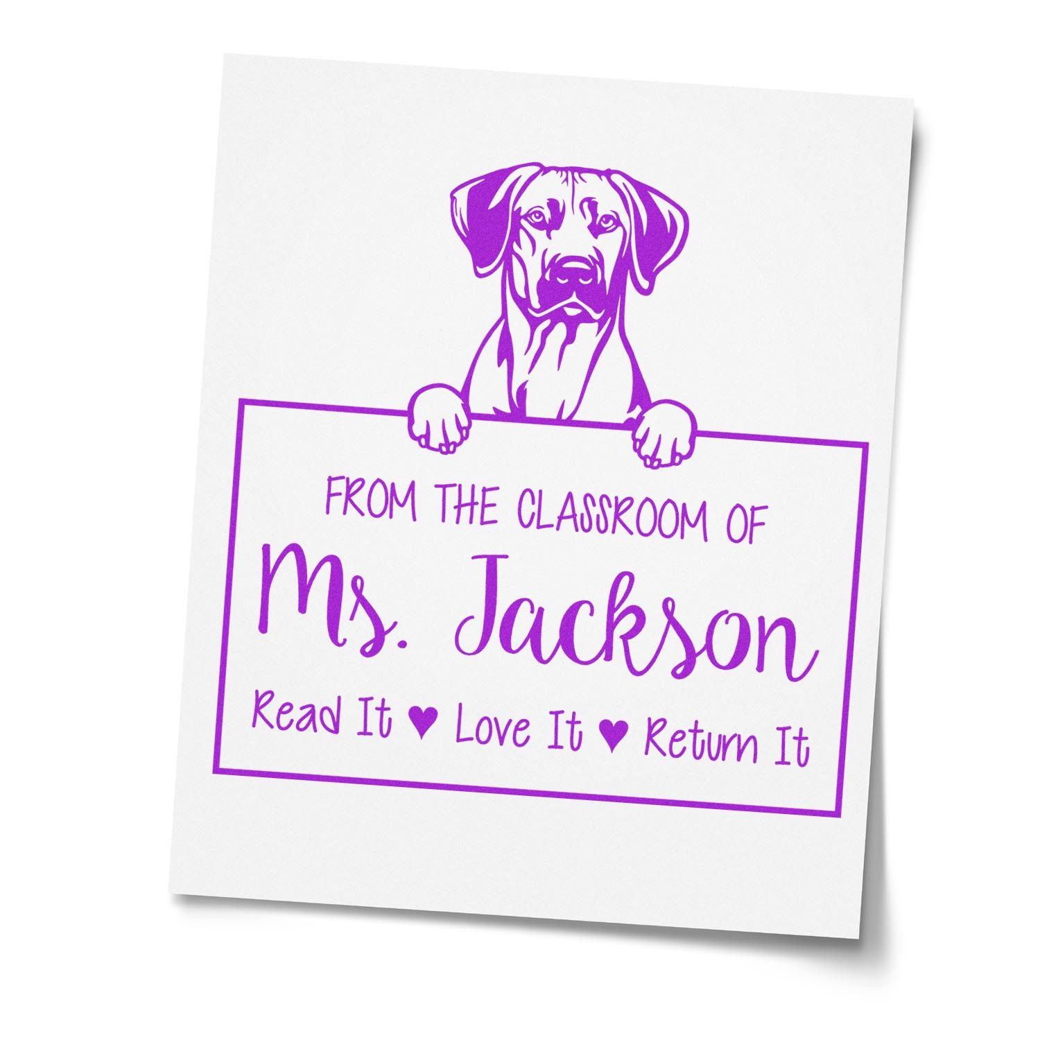 Rhodesian Ridgeback Dog Personalizable Library Ownership Stamp - Engineer Seal Stamps