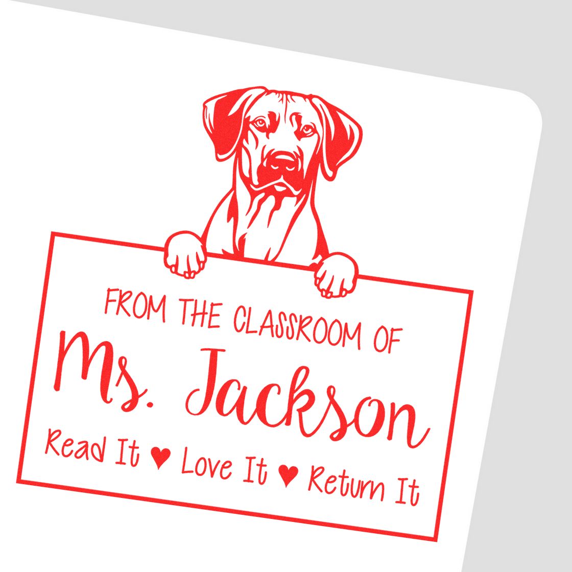 Rhodesian Ridgeback Dog Personalizable Library Ownership Stamp - Engineer Seal Stamps