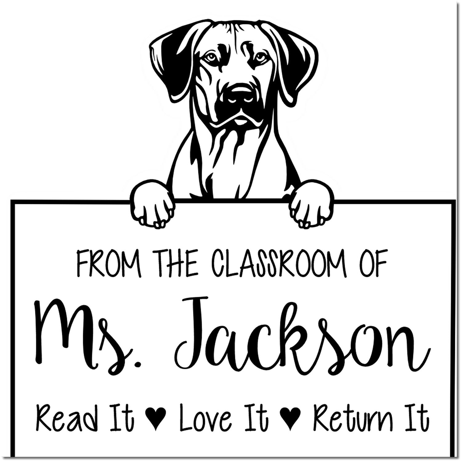 Cute Rhodesian Ridgeback Customized Book Ownership Stamp Self-Inking - Engineer Seal Stamps