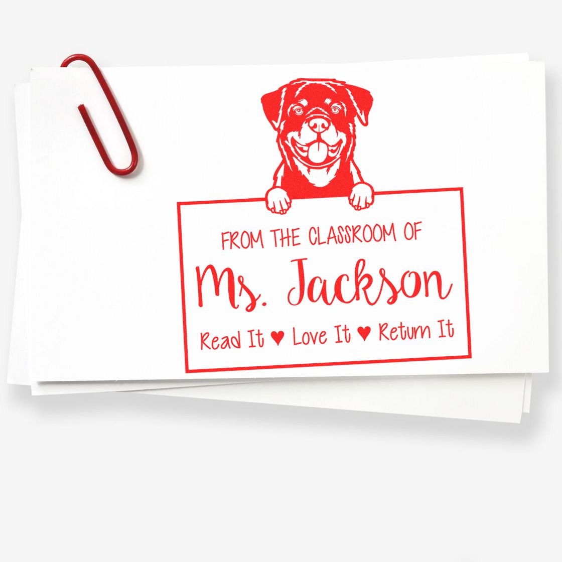 Personalizable Book Identification Stamp with Rottweiler Dog - Engineer Seal Stamps