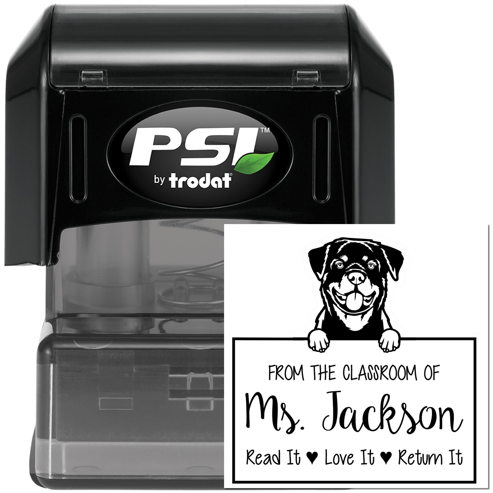 Rottweiler Dog Personalizable Return My Book Stamp - Engineer Seal Stamps