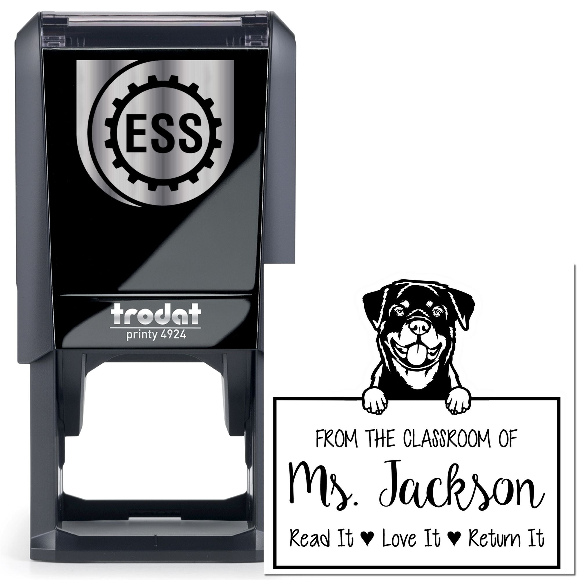 Cute Rottweiler Customized Book Return Stamp Self-Inking - Engineer Seal Stamps