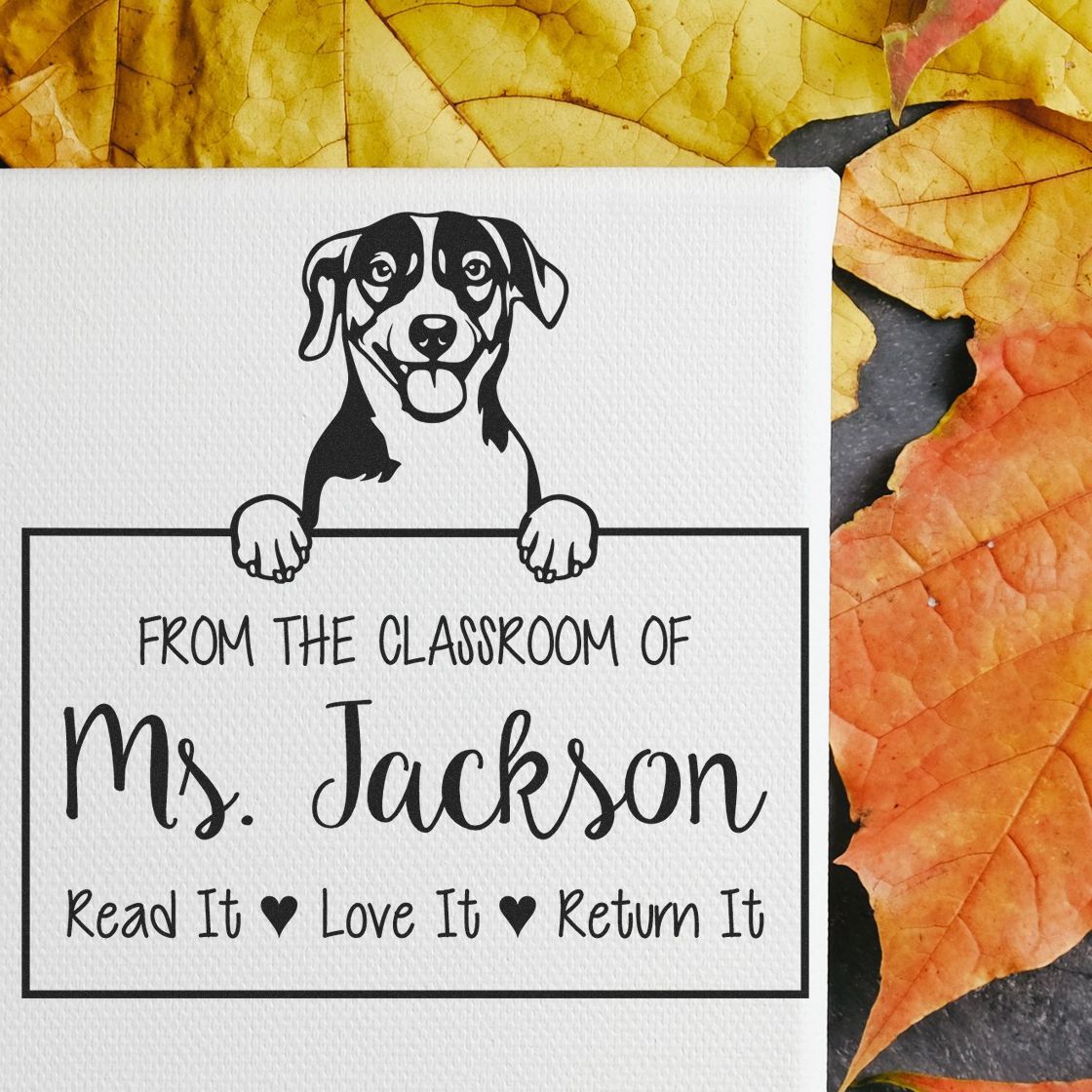 Russell Terrier Dog Personalizable Borrowed Library Book Stamp - Engineer Seal Stamps