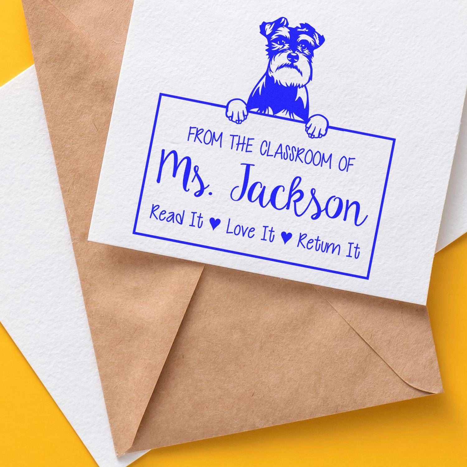 Schnauzer Dog Personalizable Book Lending Stamp - Engineer Seal Stamps