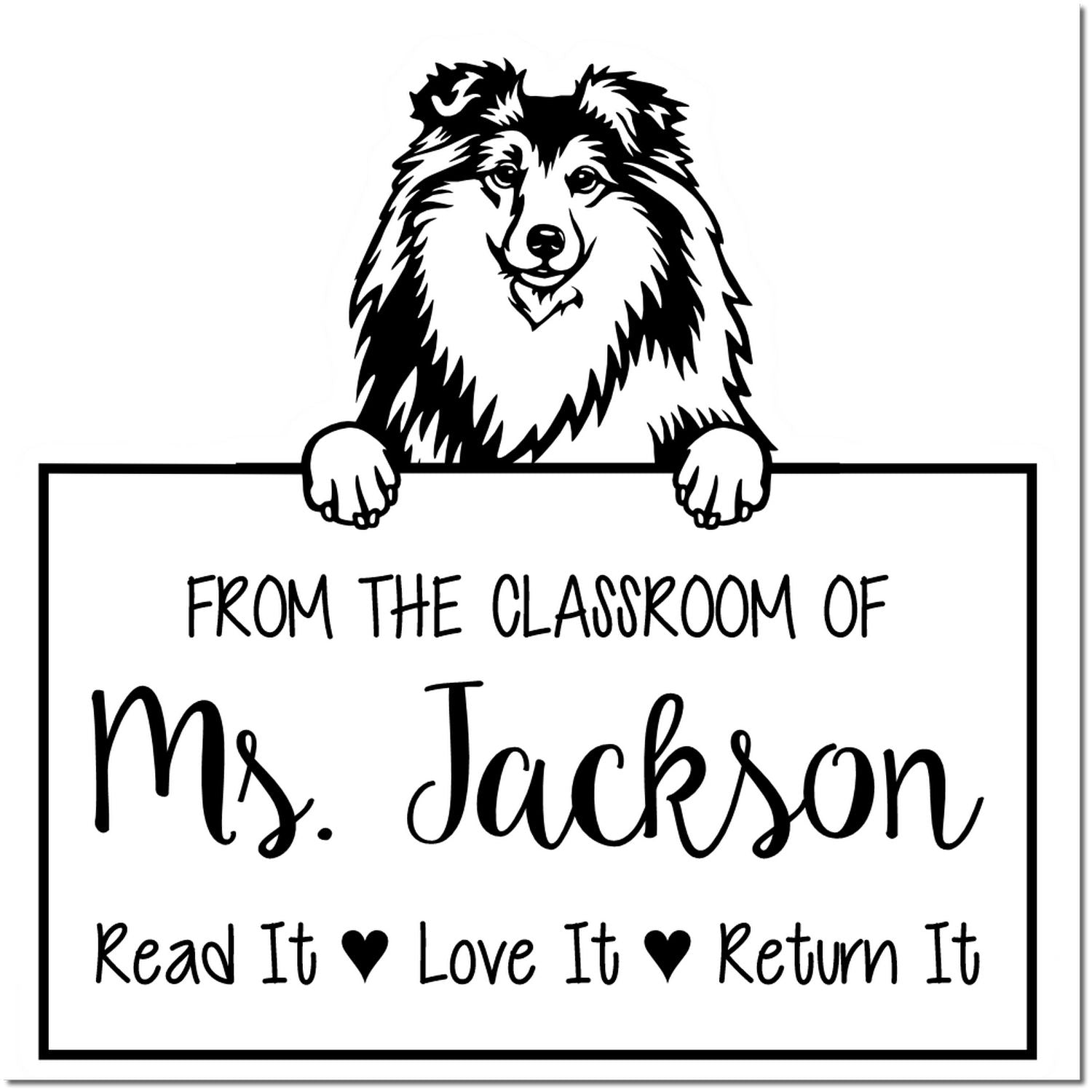 Shetland Sheepdog Customized Bookworm Stamp Self-Inking - Engineer Seal Stamps