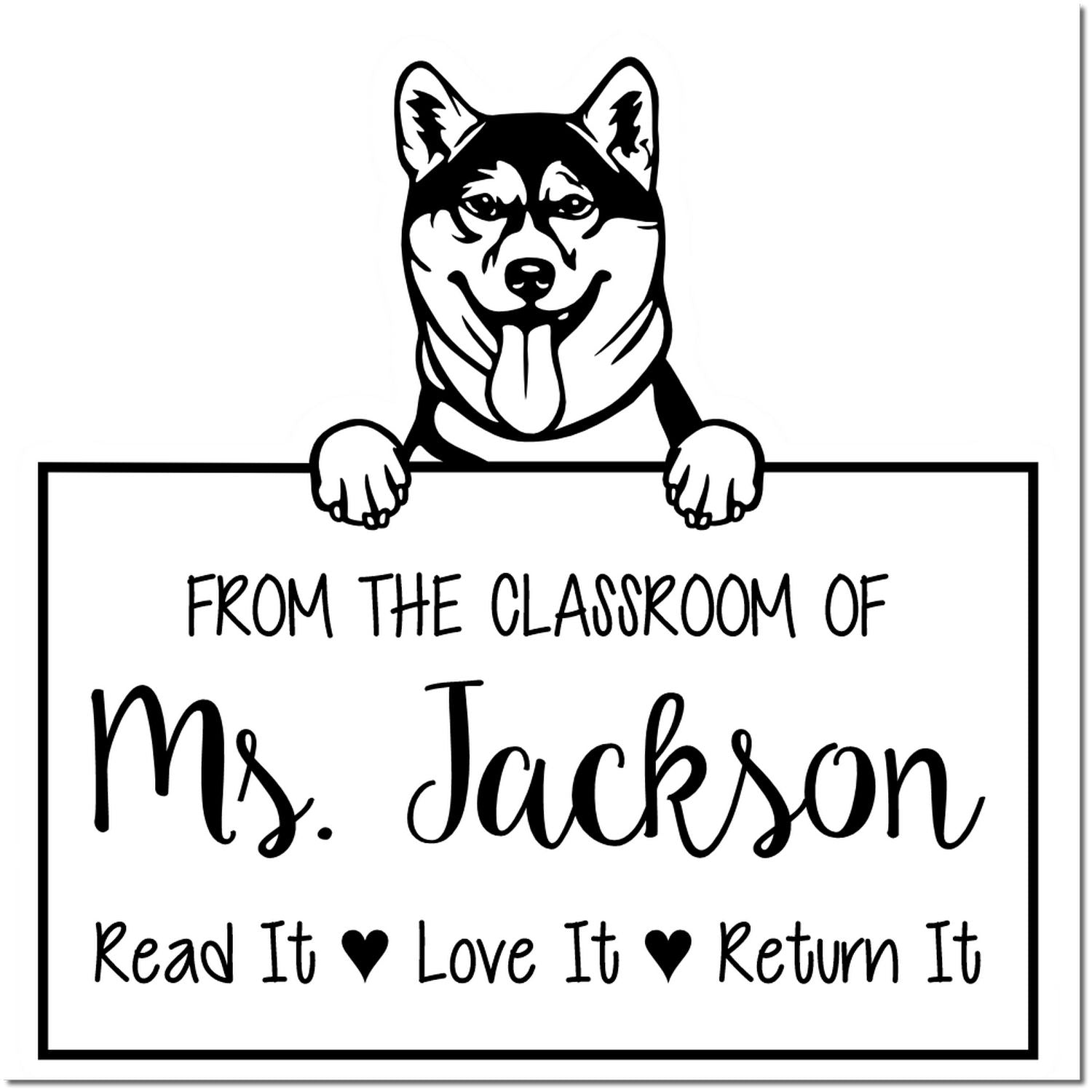 Shiba Inu Customizable Book Circulation Stamp - Engineer Seal Stamps