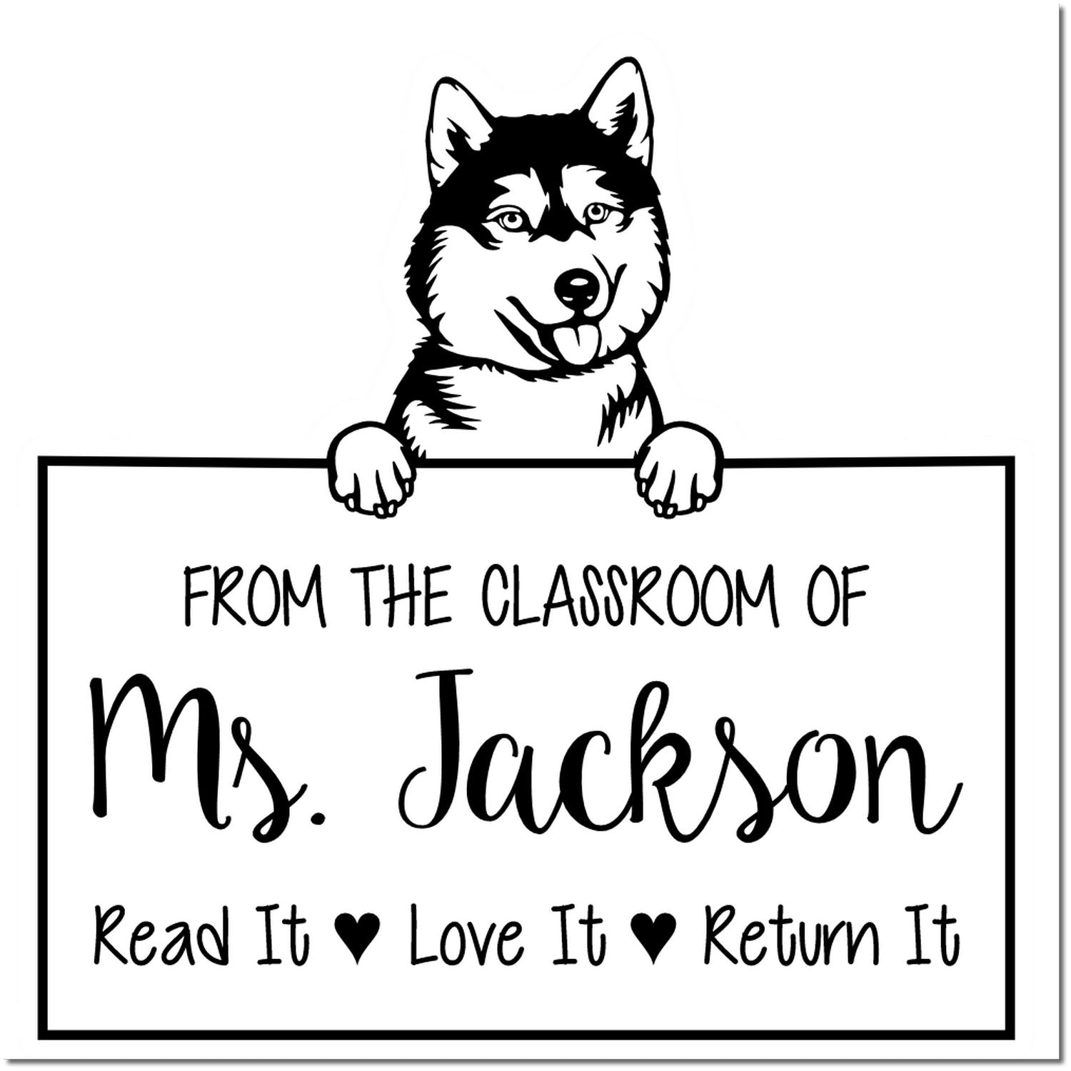 Siberian Husky Customized Home Library Stamp Self-Inking - Engineer Seal Stamps