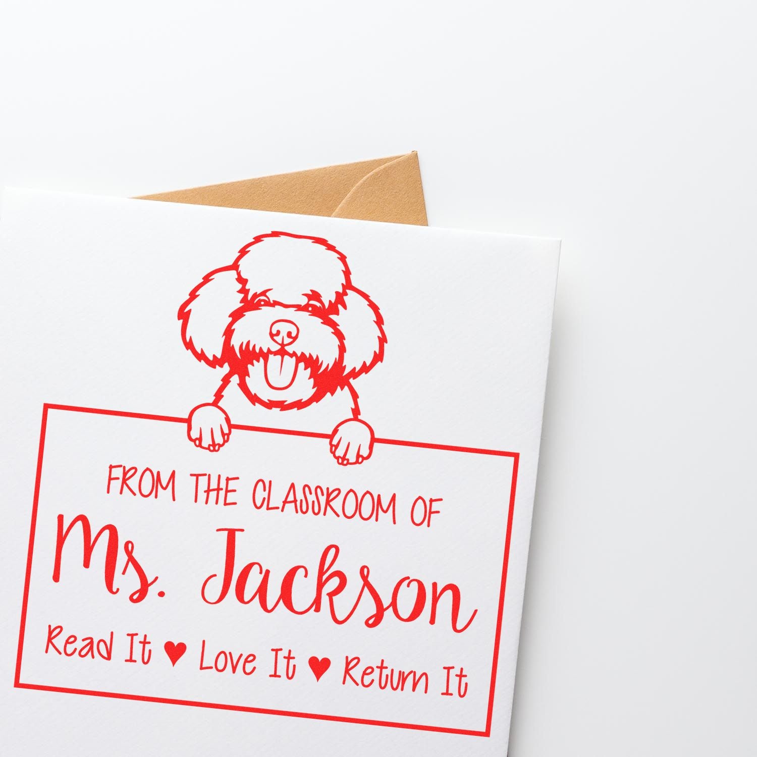 Toy Poodle Customizable Book Lending Stamp - Engineer Seal Stamps