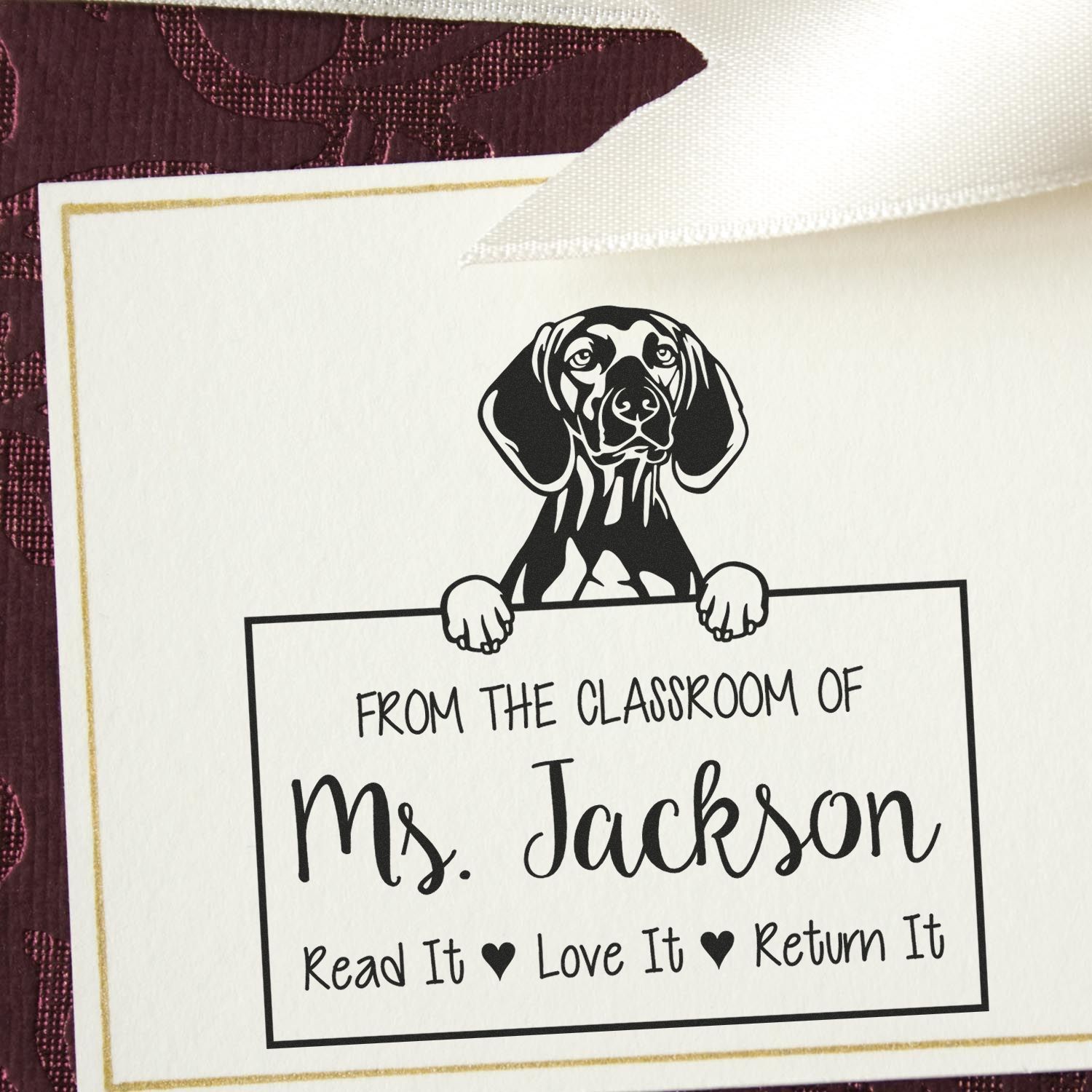 Vizslas Dog Personalizable Book Lending Library Stamp - Engineer Seal Stamps