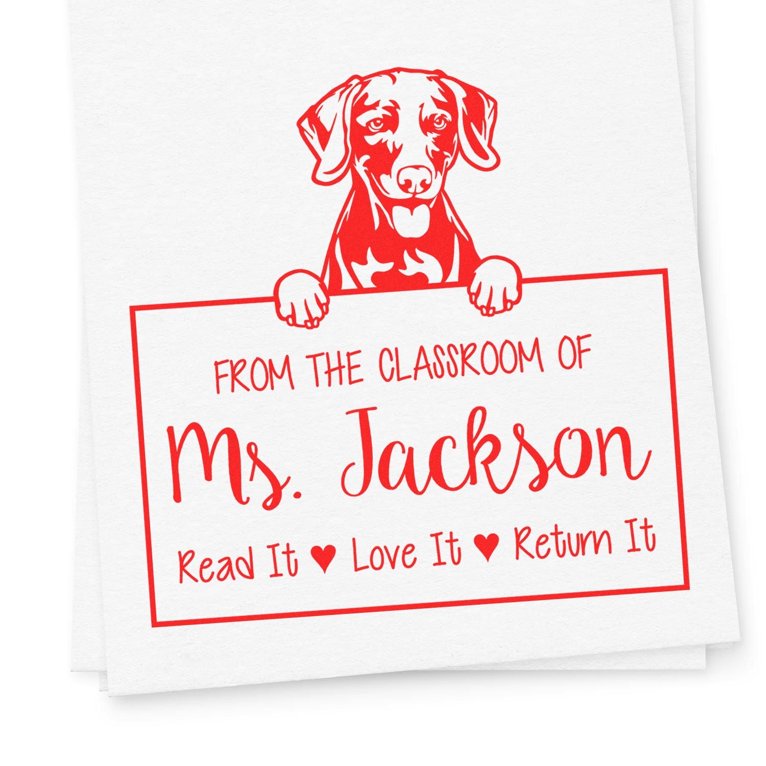 Weimaraner Customizable Book Name Stamp - Engineer Seal Stamps