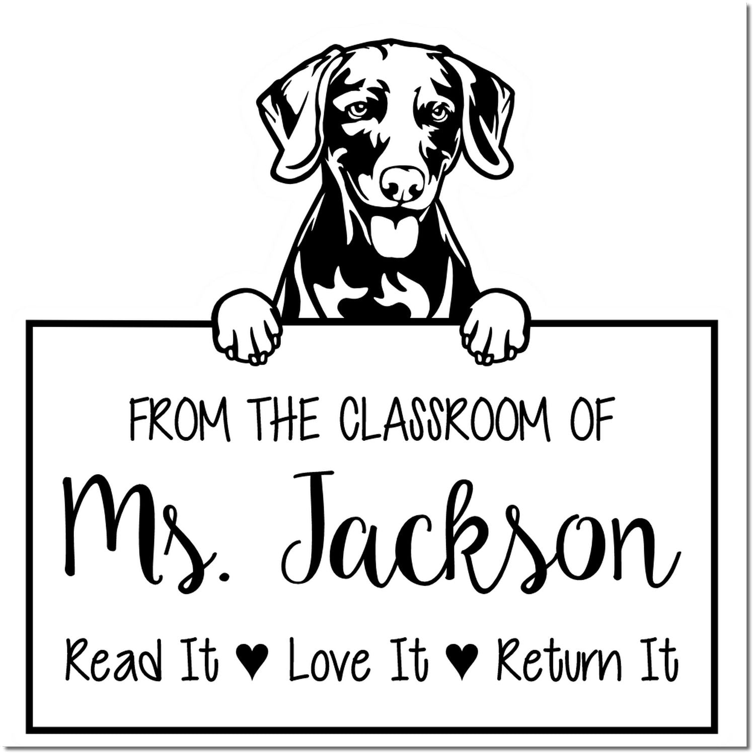 Weimaraner Customizable Book Name Stamp - Engineer Seal Stamps