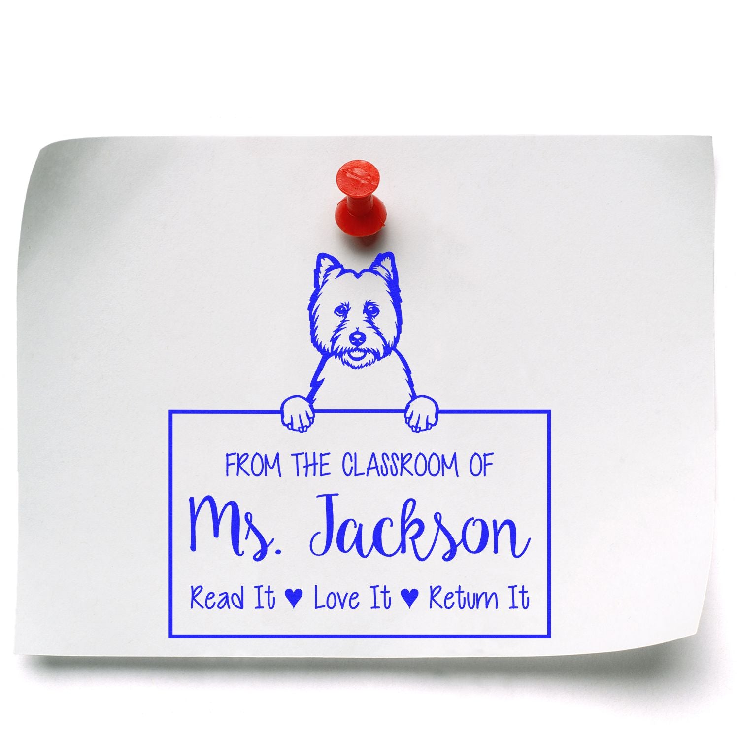 Customizable Teacher Stamp with West Highland White Terrier Dog - Engineer Seal Stamps