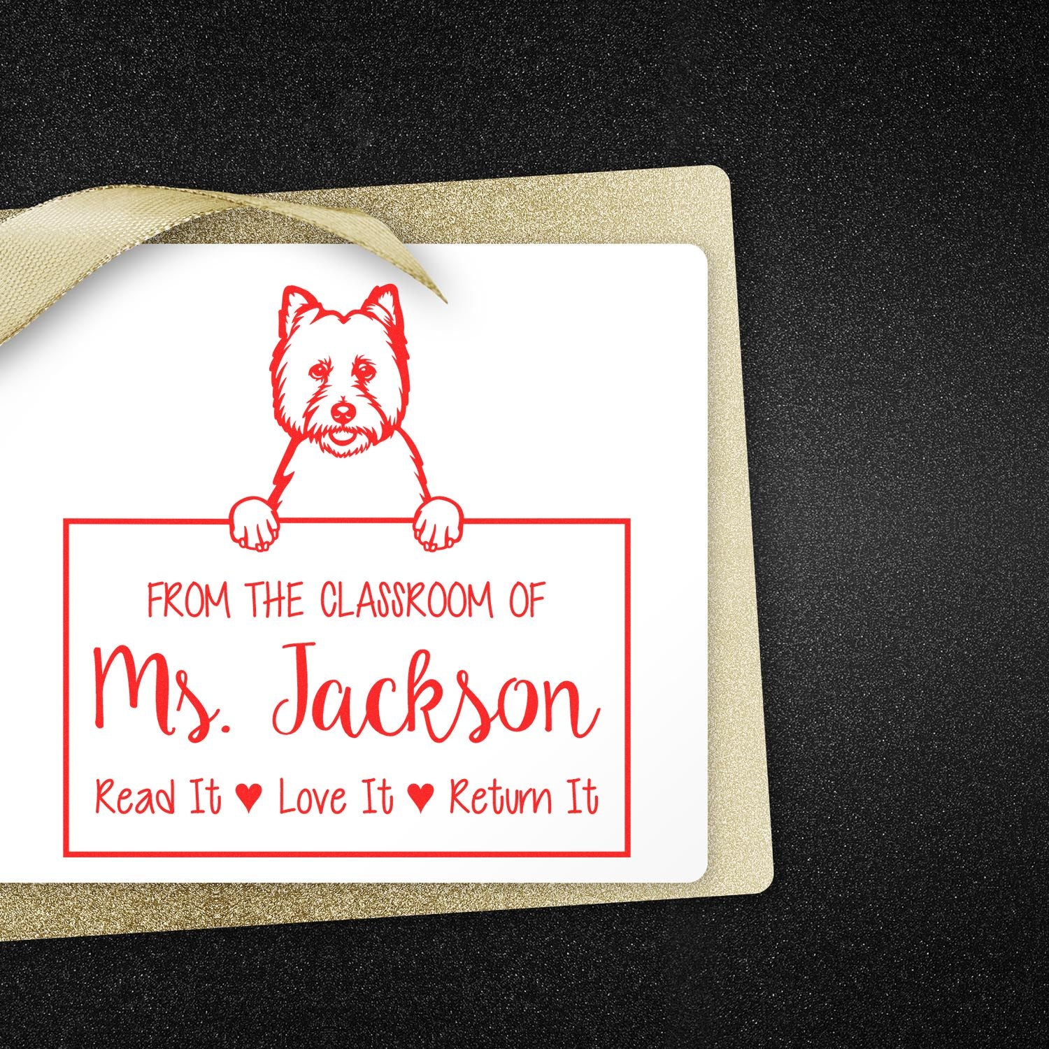 West Highland White Terrier Customized Library Name Stamp Self-Inking - Engineer Seal Stamps